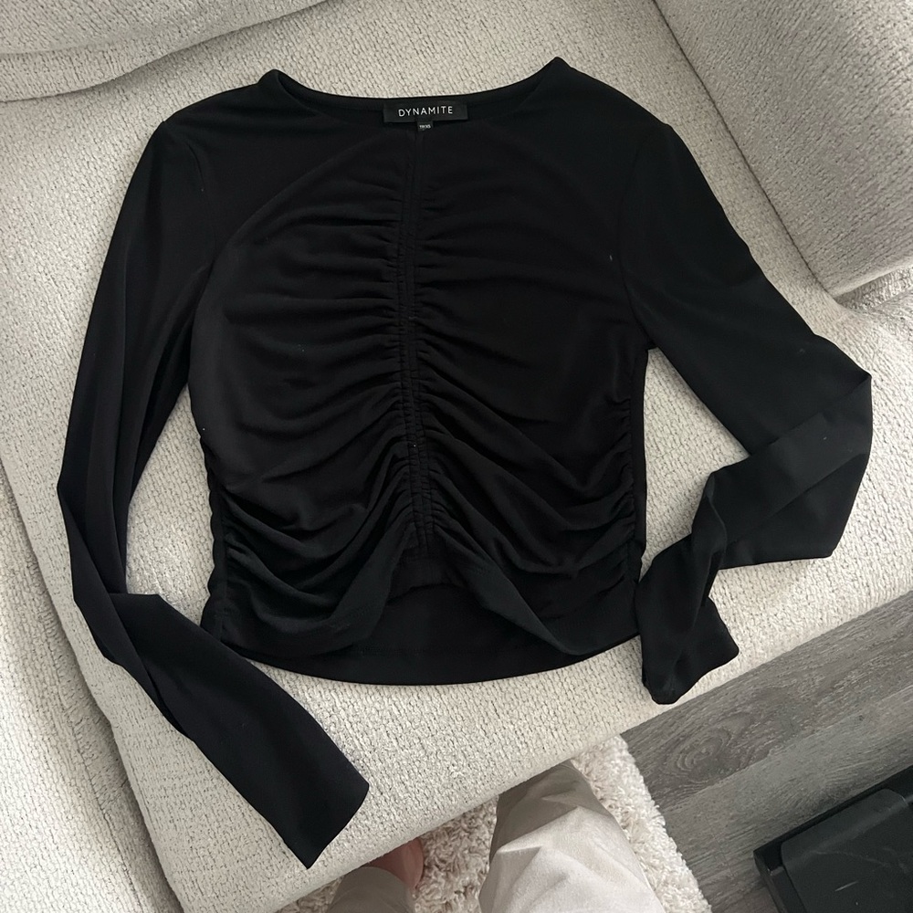 Dynamite Scrunched Long Sleeve Top